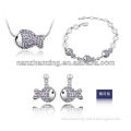 Rhodium Plated Fish Jewelry Sets with Austrian crystal S-3008